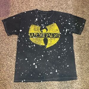 Wu-Tang Clan T Shirt Mens L Faded Black Splattered Officially Licensed Big Logo